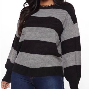 Autumn Dreams Striped Sweater - Grey/Black
